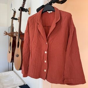 Madewell Terracotta Cotton Double Gauze Oversized Shirt Pajama top